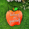 Apple shaped hanging decor quote
