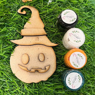 Halloween Pumpkin Hanging Decor with Witch Hat