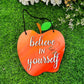 Apple shaped hanging decor quote