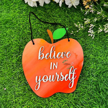 Apple shaped hanging decor quote