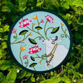 Indian Folk Art Cow & Lotus Round Wall Hanging